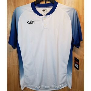 Rawlings Men’s Shirt Sz M White Blue NWT Baseball Softball Sports